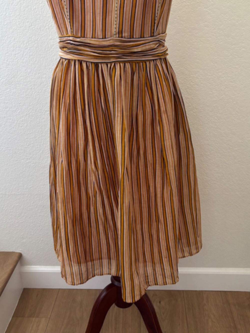 Tory Burch striped linen silk blend midi dress Size 6 - Picture 4 of 9